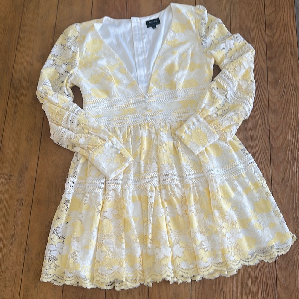 BARDOT yellow lace dress size large US 8